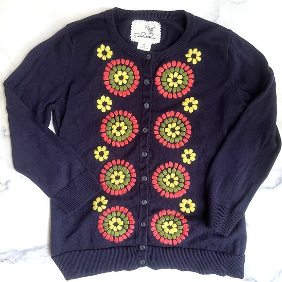 Anthropologie Tabitha Embroidered Soleil Cardigan, Navy, Size M - Picture 1 of 8